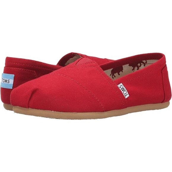 Toms Womens Classic Red Canvas Slip-On Shoes Size 5 Casual Footwear - Picture 1 of 10